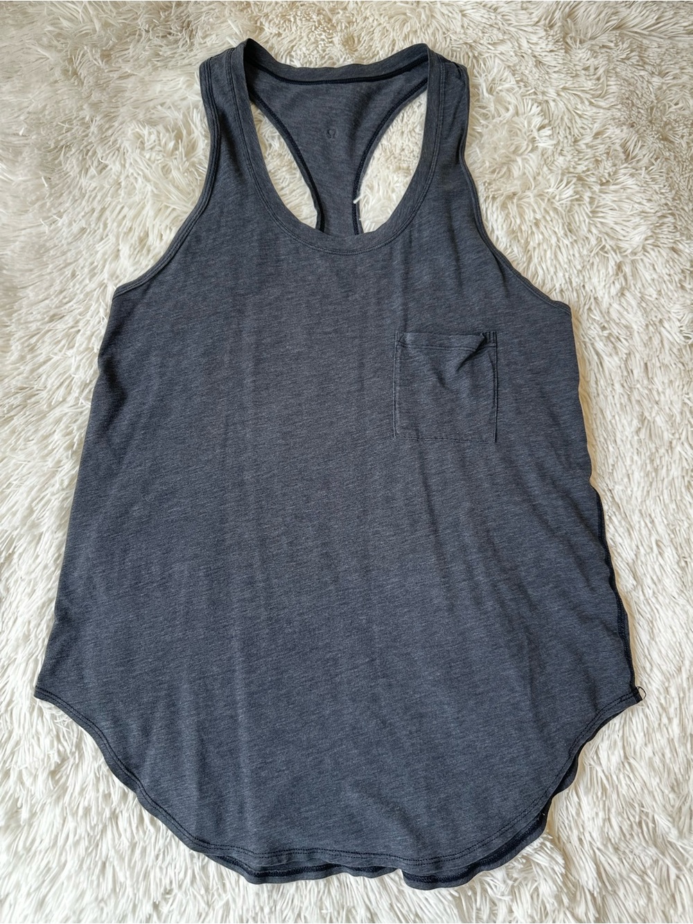 Lululemon Gray Racerback Pocket Long Athletic Tank Top Yoga Casual Size 10